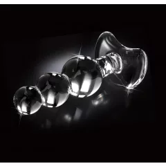   Icicles No. 47 - análny kolík s tromi guľôčkami - sklo priehľadný