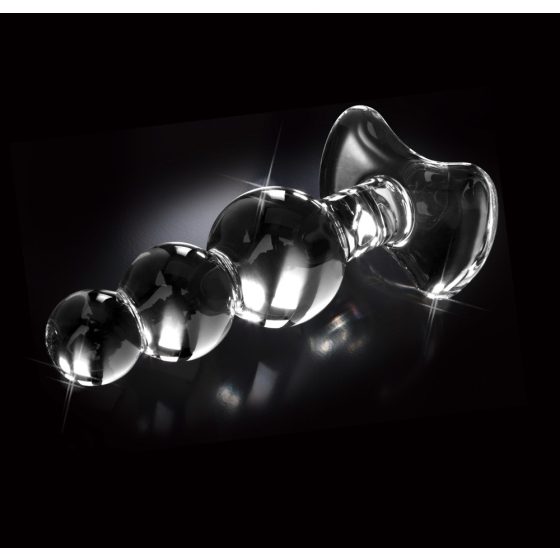 Pipedream Icicles No. 47 - sklenený análny kolík s troma guličkami (priehľadný)