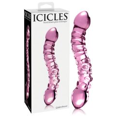   Icicles No. 55 - dvojitý sklenený G-bod vibrátor (ružový)