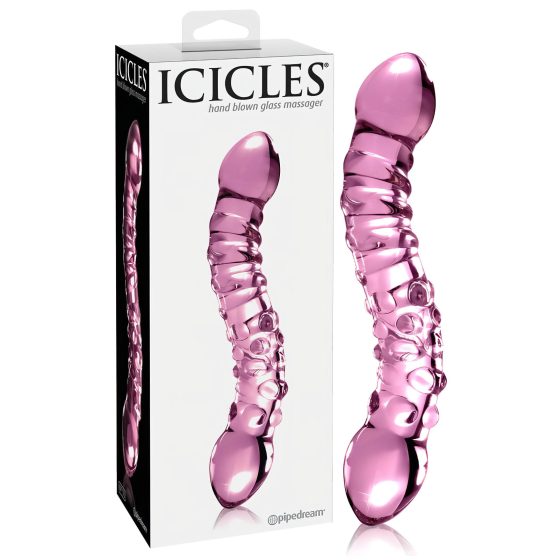 Icicles No. 55 - obojstranné sklenené dildo na G-bod - ružové