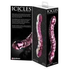   Icicles No. 55 - dvojitý sklenený G-bod vibrátor (ružový)