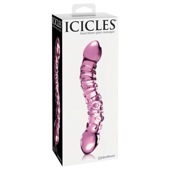 Icicles No. 55 - obojstranné sklenené dildo na G-bod - ružové