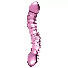   Icicles No. 55 - obojstranné sklenené dildo na G-bod - ružové