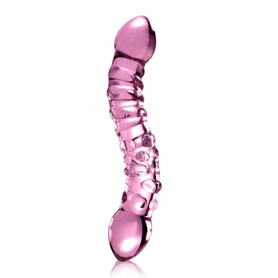 Pipedream Icicles No. 55 - dvojité sklenené dildo na bod G (ružové)