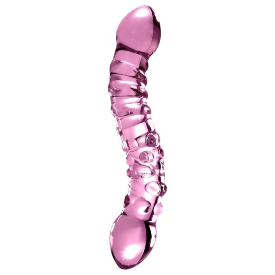 Icicles No. 55 - obojstranné sklenené dildo na G-bod - ružové