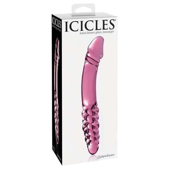 Icicles No. 57 - sklenené dildo s penisom - dvojitý koniec - ružové