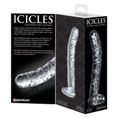   Icicles No. 60 - sklenené dildo so sieťovaným penisom (priesvitné)