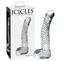   Icicles No. 61 - sklenené dildo s mieškami a penisom (priehľadné)