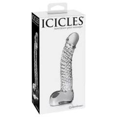   Icicles No. 61 - sklenené dildo s mieškami a penisom (priehľadné)