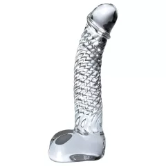   Icicles No. 61 - sklenené dildo s mieškami a penisom (priehľadné)