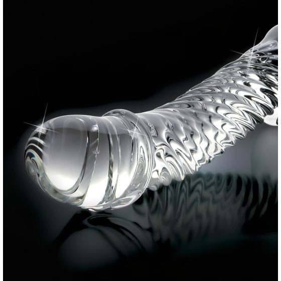 Icicles No. 61 - sklenené dildó s vibráciou v tvare penisu (priehľadné)