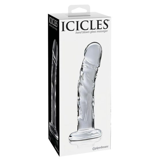 Icicles No. 62 - sklenené dildo s penisom - číre