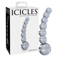   Icicles No. 66 - oblúkový, guľový sklenený dildo (priehľadný)
