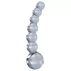   Icicles No. 66 - sklenené dildó s guľkami a ohybom - priehľadné