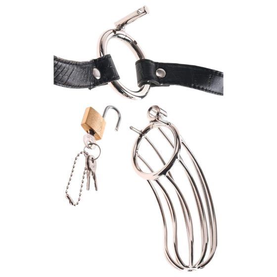 Fetish The Prisoner - kovová klietka na penis (strieborná) 