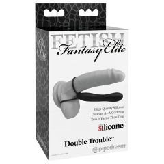   Fetiš Dvojitý Klzák – Dildo s venušiným a erekčným krúžkom (čierne)
