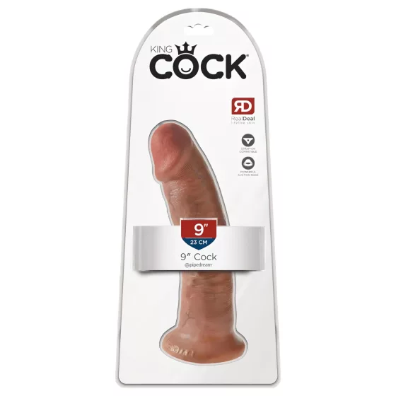 King Cock - realistický dildo s prísavkou - tmavá koža 23 cm