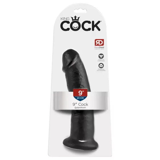 King Cock - realistický dildo s prísavkou - čierny 23 cm