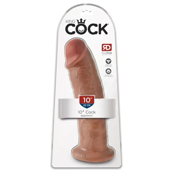 King Cock - realistický dildo s prísavkou - 25 cm - tmavý odtieň