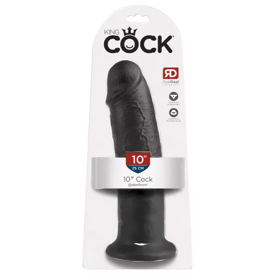King Cock - realistický dildó s prísavkou - čierny 25 cm