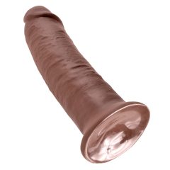   King Cock 10 - veľké dildo so semenníkmi s prísavkou (25cm) - hnedé