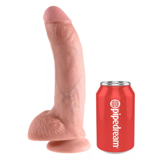 King Cock - realistické dildo s prísavkou a semenníkmi - 23 cm - telová farba