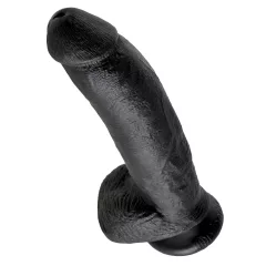   King Cock 9 - realistický dildo s prísavkou a semenníkmi - čierne 23 cm