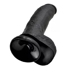   King Cock 9 - realistický dildo s prísavkou a semenníkmi - čierne 23 cm