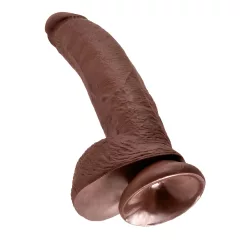   King Cock 9 - realistický dildo s prísavkou a semenníkmi - 23 cm - hnedé