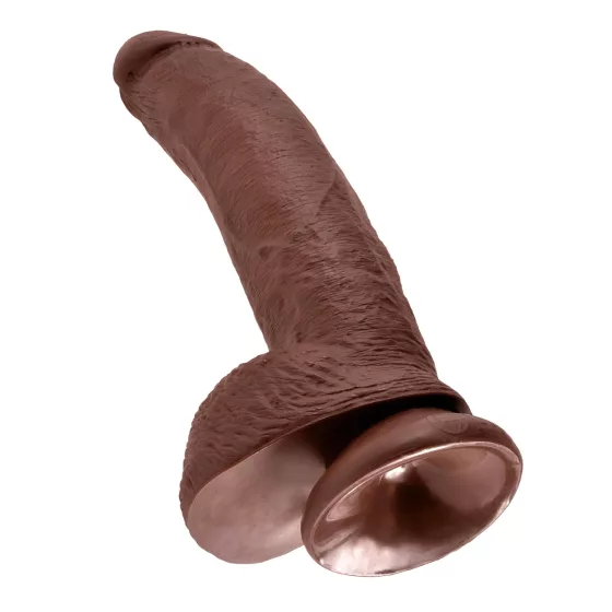 King Cock 9 - realistický dildo s prísavkou a semenníkmi - 23 cm - hnedé