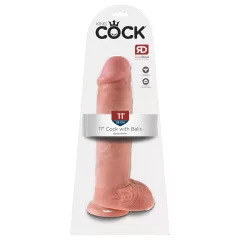   King Cock 11 - realistický dildo s prísavkou a semenníkmi - 28 cm - telová farba