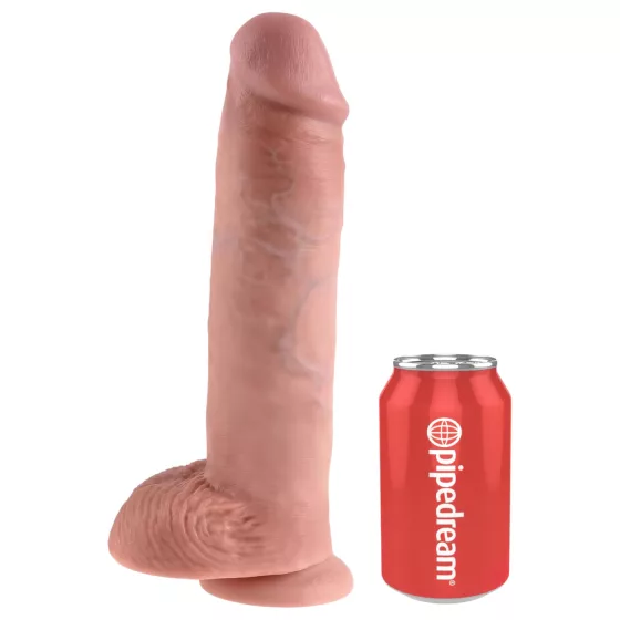 King Cock 11 - realistický dildo s prísavkou a semenníkmi - 28 cm - telová farba