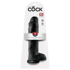   King Cock 11 - veľký prísavkový dildo s semenníkmi (28 cm) - čierny