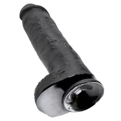   King Cock 11 - realistický dildó s prísavkou a semenníkmi - čierny 28 cm