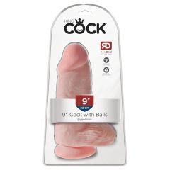   King Cock 9 Plný - prísavkový, s semenníkmi dildo (23 cm) - prirodzená farba