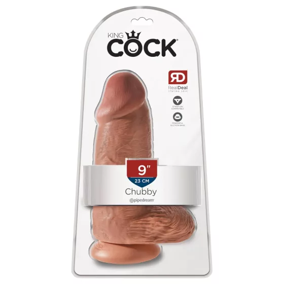 King Cock - realistický dildó s prísavkou - 23 cm - tmavá farba