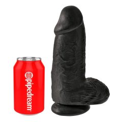  King Cock 9 Chubby - upínacie, testikulárne dildo (23 cm) - čierne