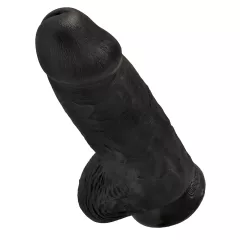   King Cock - realistický dvojitý dildó s prísavkou a semenníkmi - čierny 23 cm