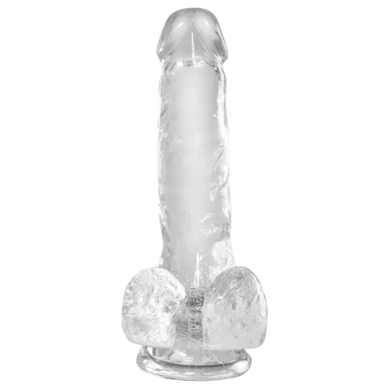 King Cock Clear - realistický dildo s prísavkou a semenníkmi 15 cm