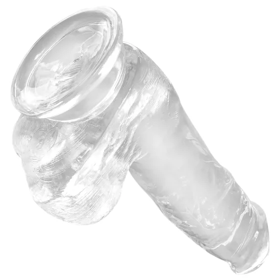 King Cock Clear - realistický dildo s prísavkou a semenníkmi 15 cm