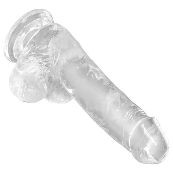 King Cock Clear - realistický dildo s prísavkou a semenníkmi 15 cm