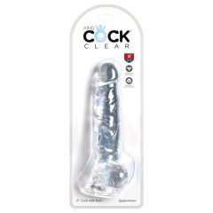 King Cock Clear 8 - prísavkový dildo s semenníkmi (20 cm)