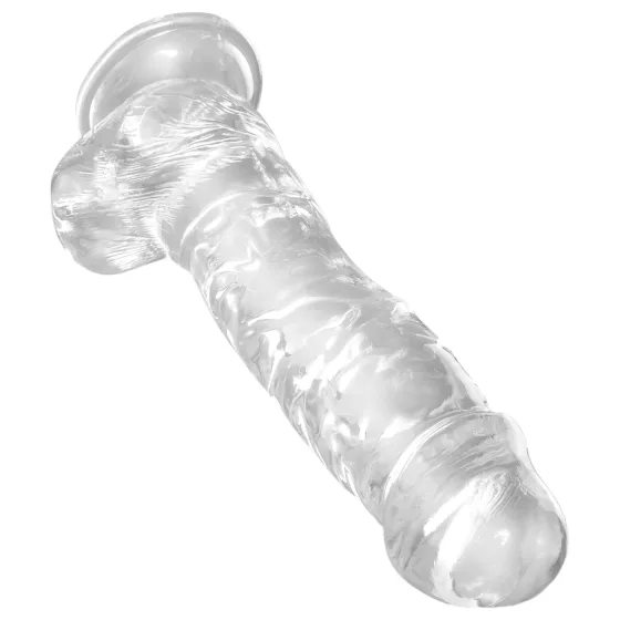 King Cock Clear - realistický dildó s prísavkou a semenníkmi - 20 cm