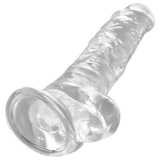 King Cock Clear - realistický dildó s prísavkou a semenníkmi - 20 cm