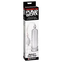   Pipedream - Pump Worx Beginner's - priehľadná vákuová pumpa na penis (19 cm)