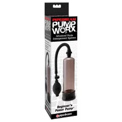   Pipedream - Pump Worx Beginner's - čierna vákuová pumpa na penis (19 cm)