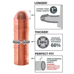   Pipedream - X-TENSION Mega 1 - realistický návlek na penis (17,7 cm, telová farba)
