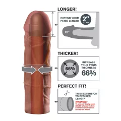   Pipedream X-TENSION Mega 2 - realistický návlek na penis (20,3 cm) - tmavý naturál