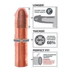   Pipedream - X-TENSION Mega 3 - realistický návlek na penis (22,8 cm, telová farba)