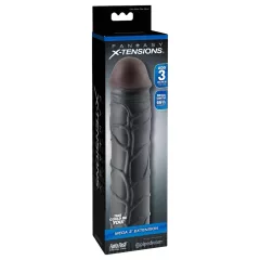   Pipedream - X-TENSION Mega 3 - realistický návlek na penis (22,8 cm, čierny)